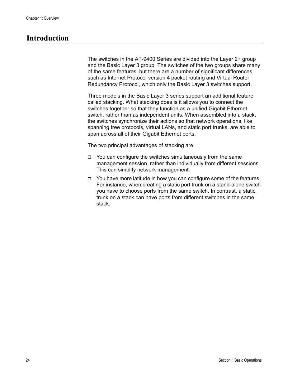 Introduction | Allied Telesis AT-S63 User Manual | Page 24 / 300