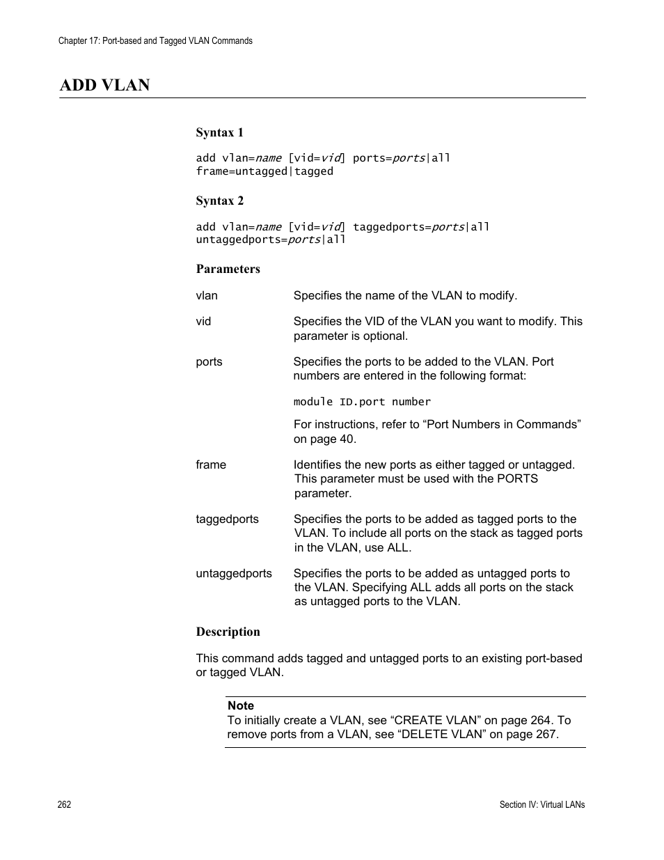 Add vlan | Allied Telesis AT-S63 User Manual | Page 262 / 300