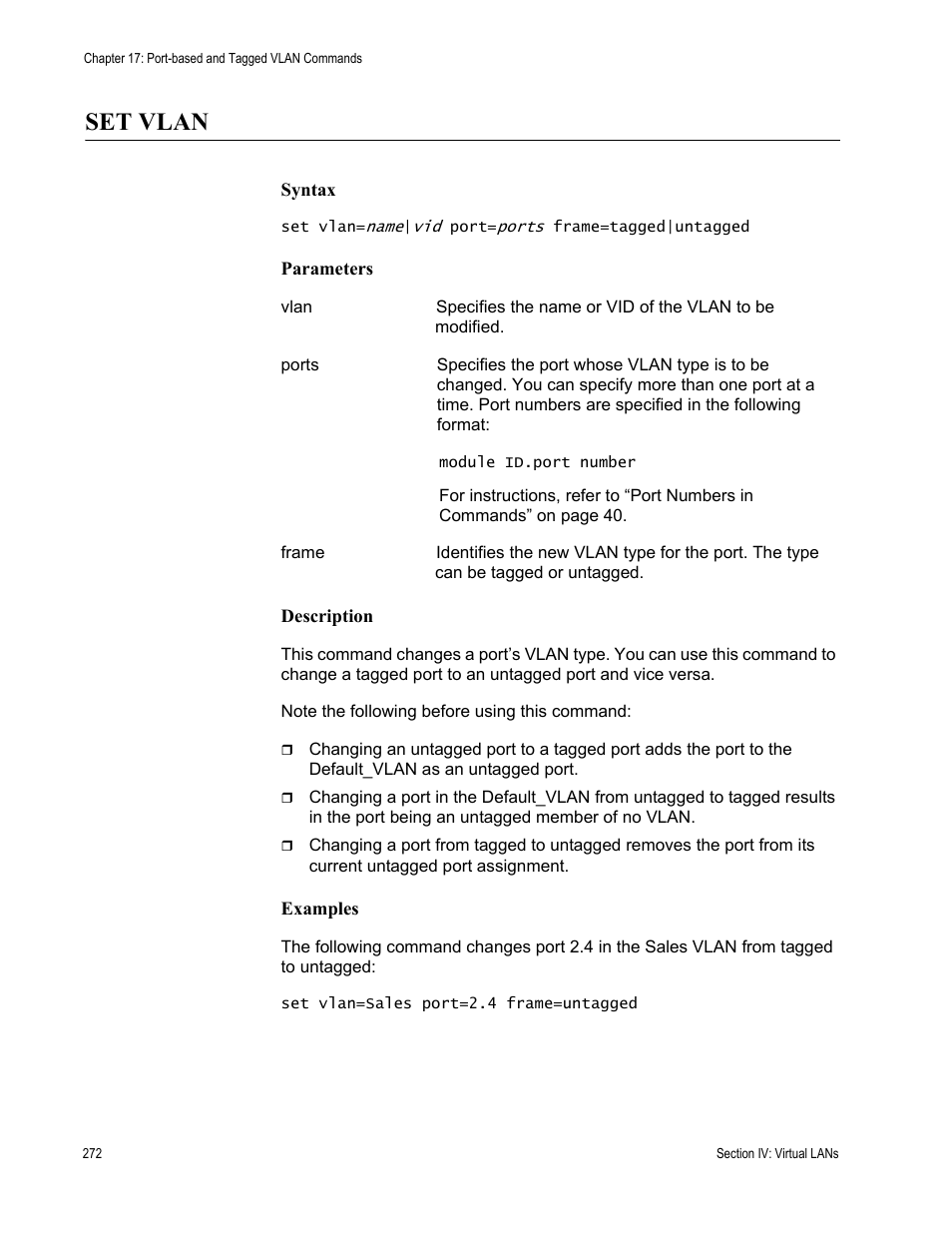 Set vlan | Allied Telesis AT-S63 User Manual | Page 272 / 300
