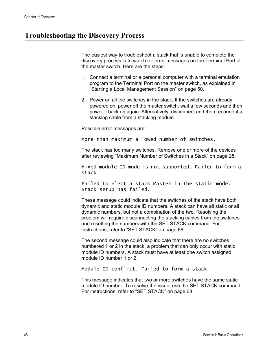 Troubleshooting the discovery process | Allied Telesis AT-S63 User Manual | Page 46 / 300