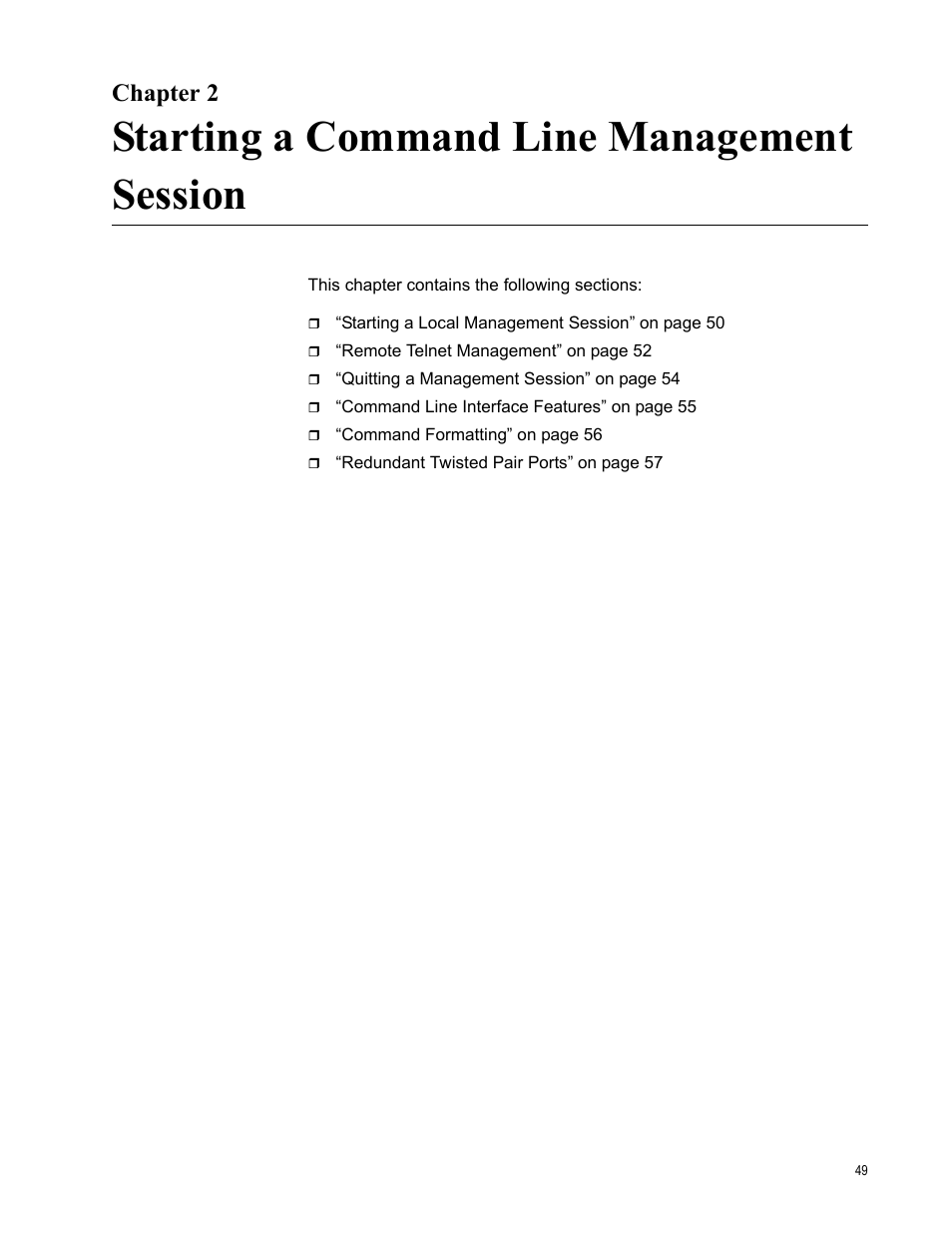 Chapter 2, Starting a command line management session, R 2: starting a command line management session | Allied Telesis AT-S63 User Manual | Page 49 / 300