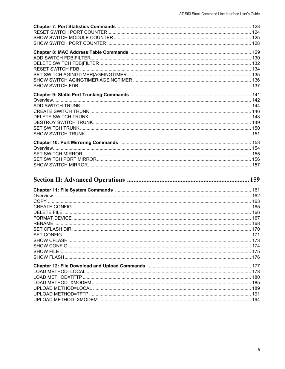 Allied Telesis AT-S63 User Manual | Page 5 / 300