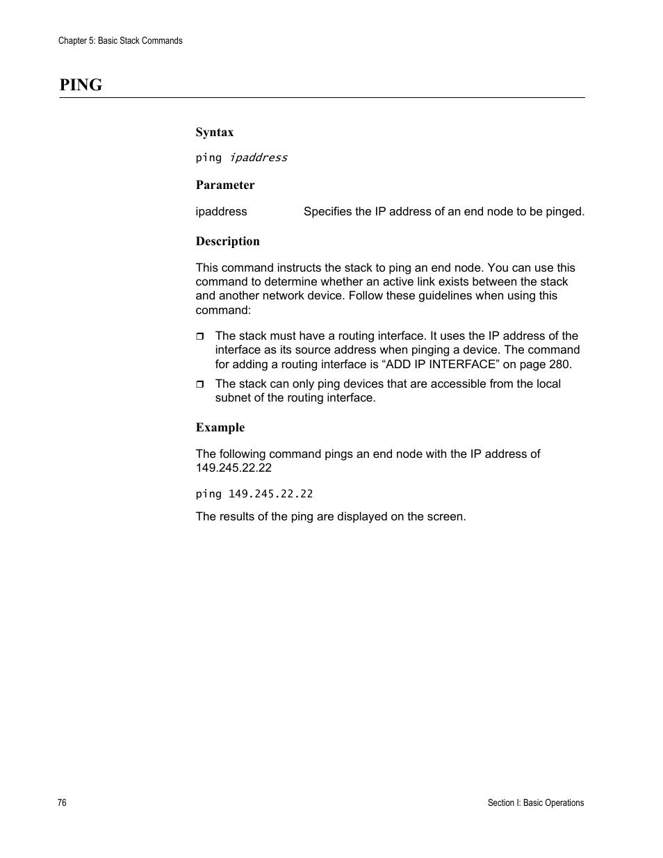 Ping | Allied Telesis AT-S63 User Manual | Page 76 / 300