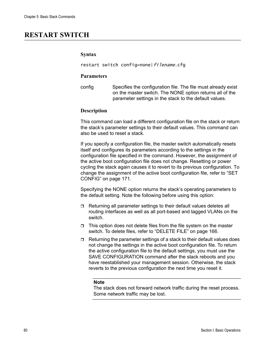 Restart switch | Allied Telesis AT-S63 User Manual | Page 80 / 300