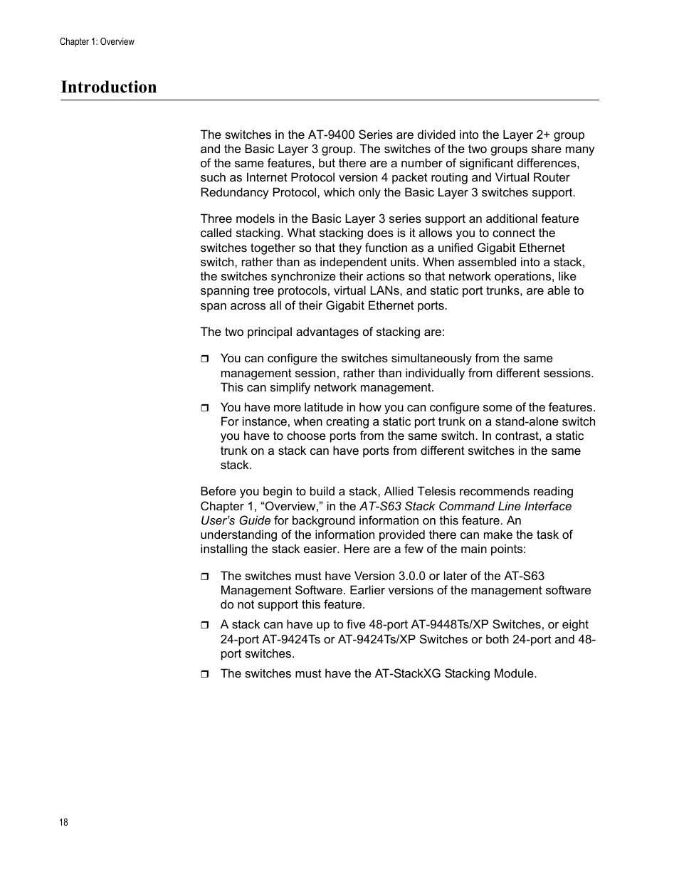 Introduction | Allied Telesis AT-9448Ts/XP User Manual | Page 18 / 100
