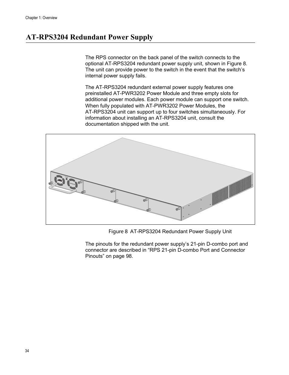 At-rps3204 redundant power supply, Figure 8 | Allied Telesis AT-9448Ts/XP User Manual | Page 34 / 100