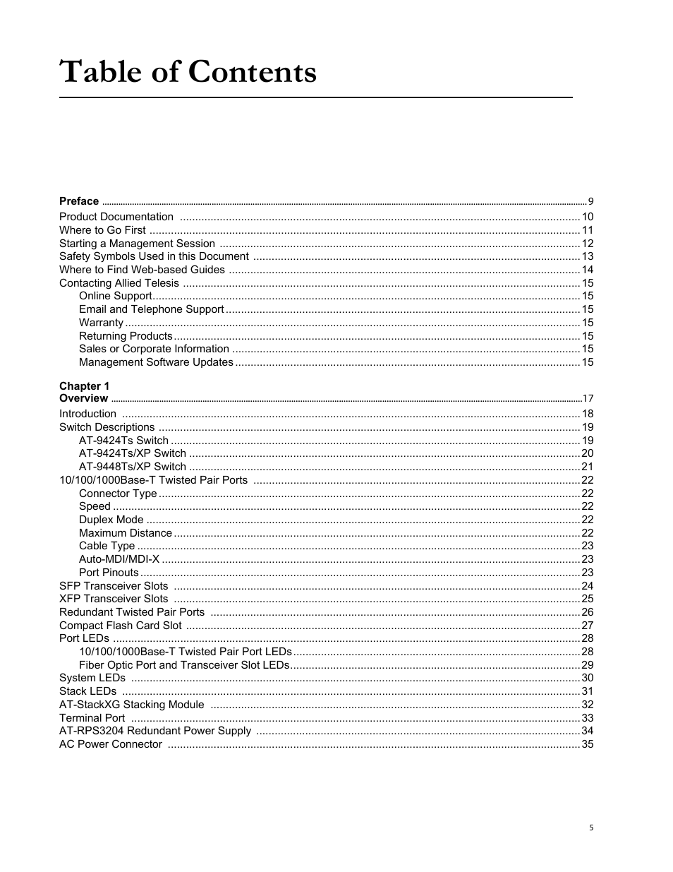 Allied Telesis AT-9448Ts/XP User Manual | Page 5 / 100
