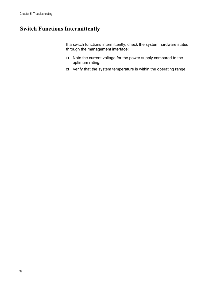 Switch functions intermittently | Allied Telesis AT-9448Ts/XP User Manual | Page 92 / 100