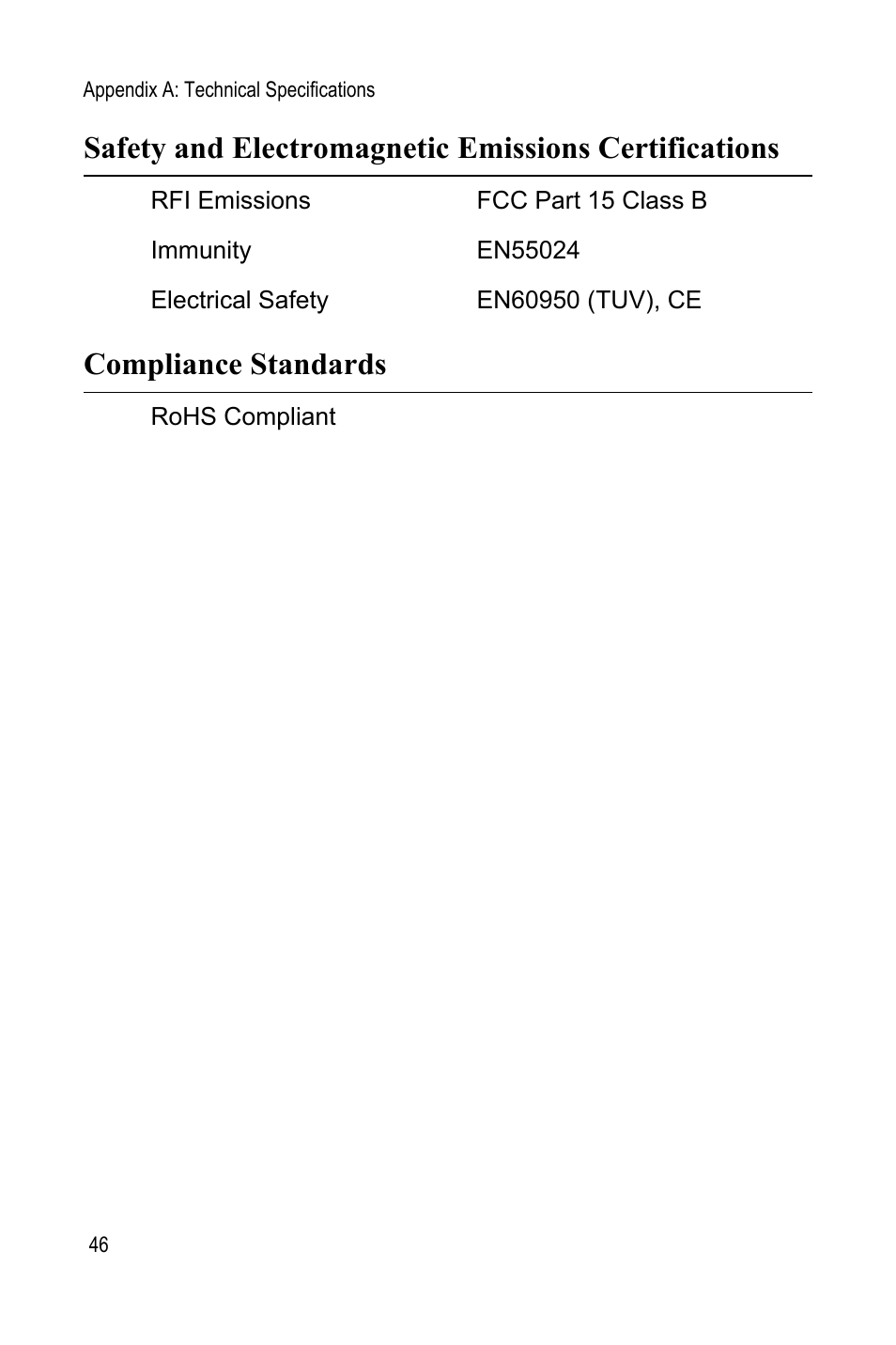 Compliance standards | Allied Telesis AT-MCR1 User Manual | Page 46 / 46