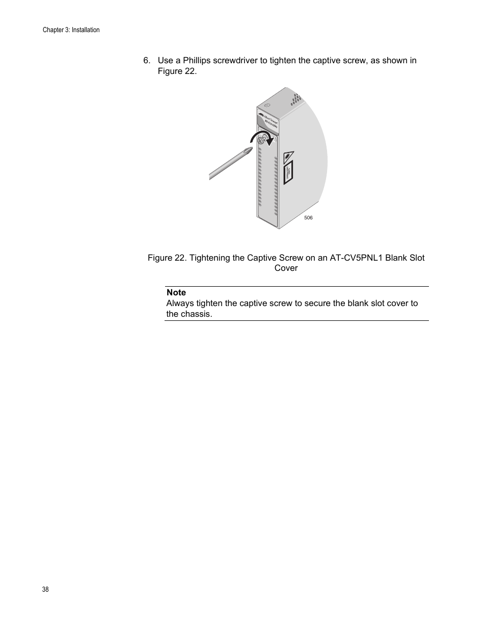 Chapter 3: installation 38 | Allied Telesis AT-CV1000 User Manual | Page 38 / 42