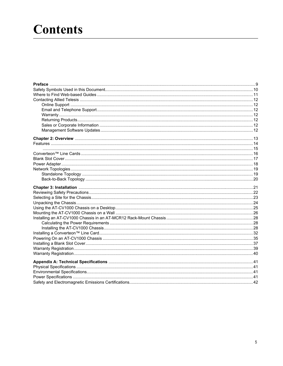 Allied Telesis AT-CV1000 User Manual | Page 5 / 42