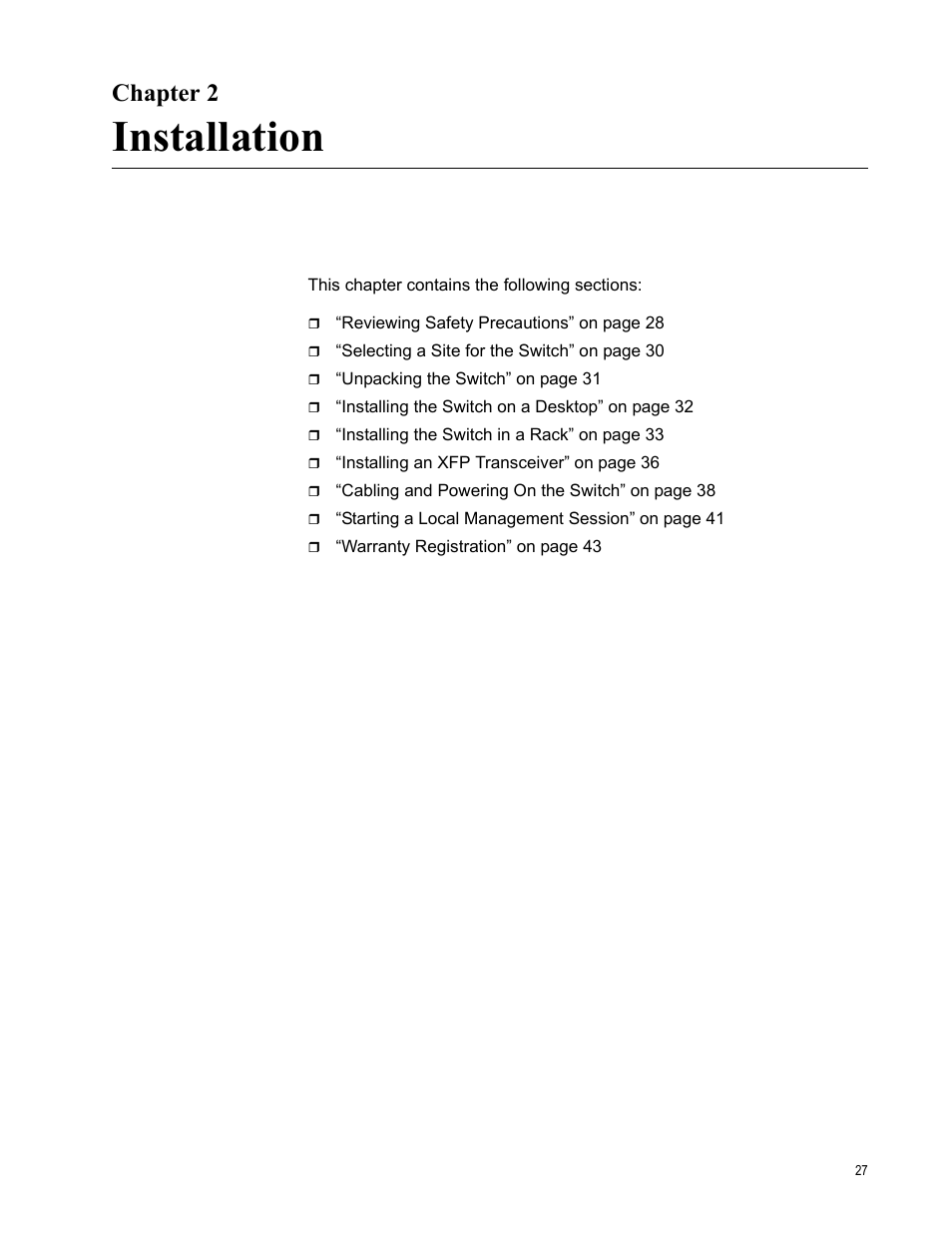 Chapter 2, Installation, R 2: installation | Allied Telesis AT-10408XP User Manual | Page 27 / 50