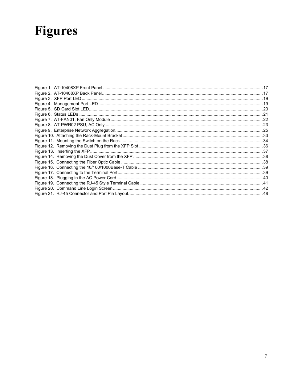Figures | Allied Telesis AT-10408XP User Manual | Page 7 / 50