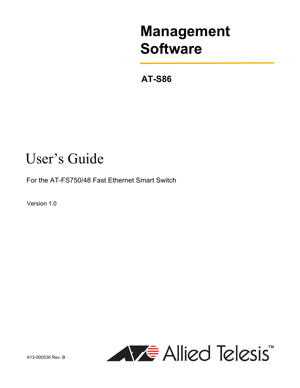 Allied Telesis AT-S86 User Manual | 148 pages