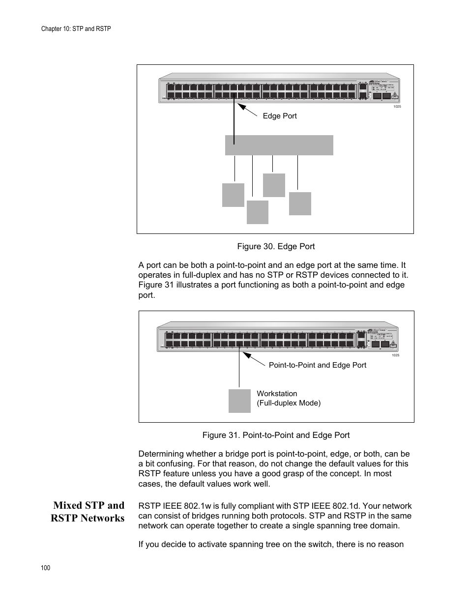 Mixed stp and rstp networks | Allied Telesis AT-S86 User Manual | Page 100 / 148