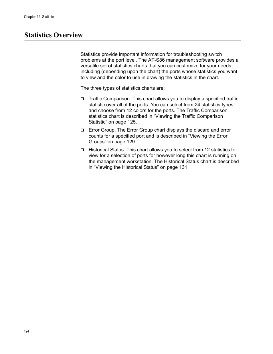 Statistics overview | Allied Telesis AT-S86 User Manual | Page 124 / 148