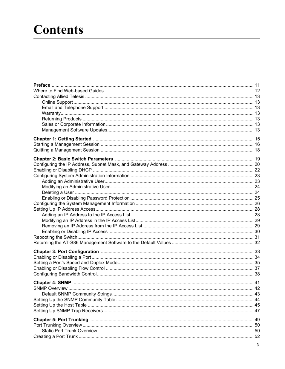 Allied Telesis AT-S86 User Manual | Page 3 / 148
