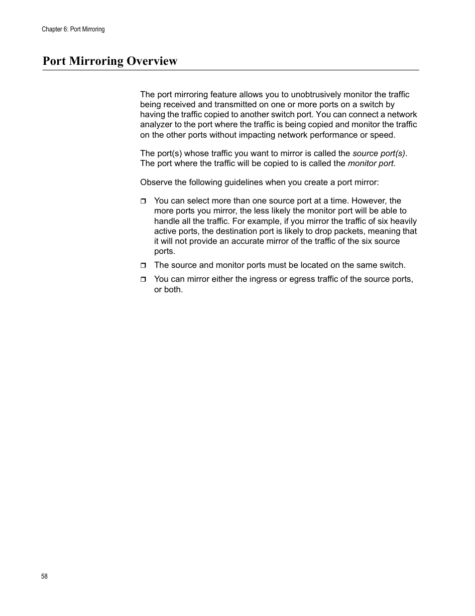 Port mirroring overview | Allied Telesis AT-S86 User Manual | Page 58 / 148