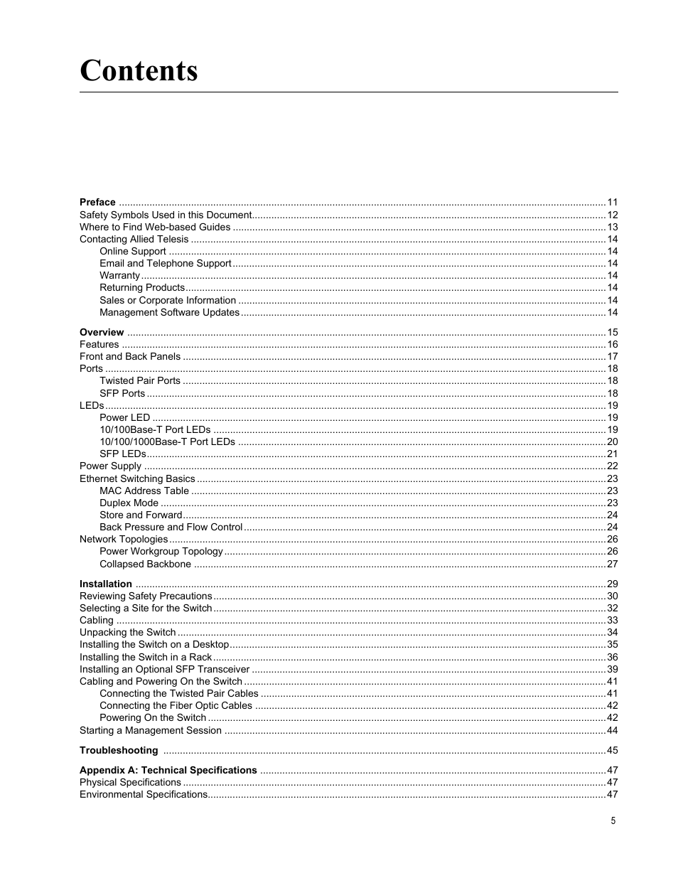 Allied Telesis AT-FS750/48 User Manual | Page 5 / 50