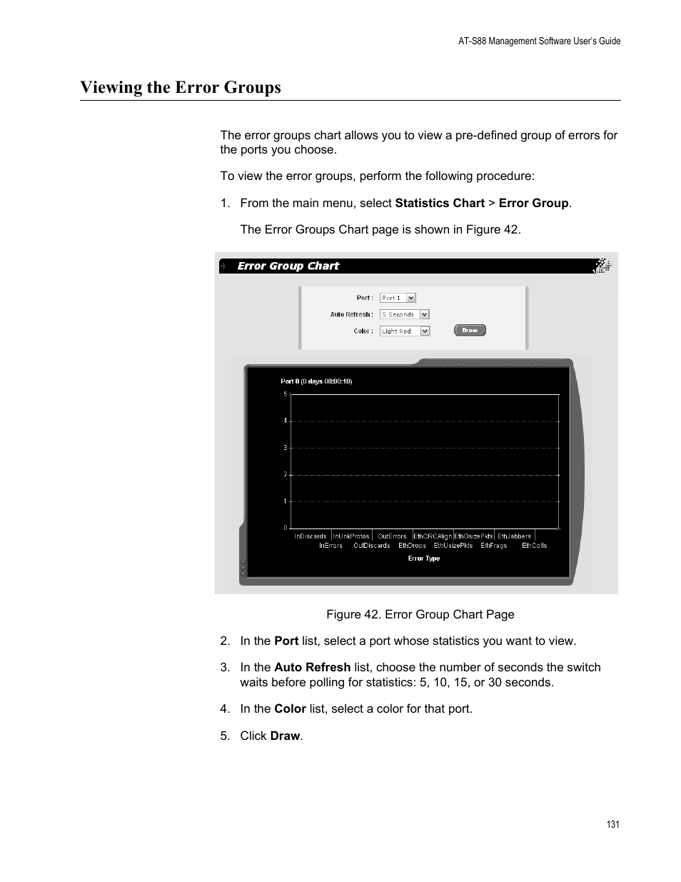 Viewing the error groups | Allied Telesis AT-S88 User Manual | Page 139 / 158
