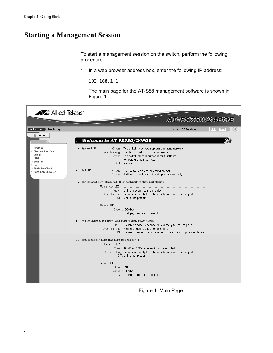 Starting a management session | Allied Telesis AT-S88 User Manual | Page 16 / 158