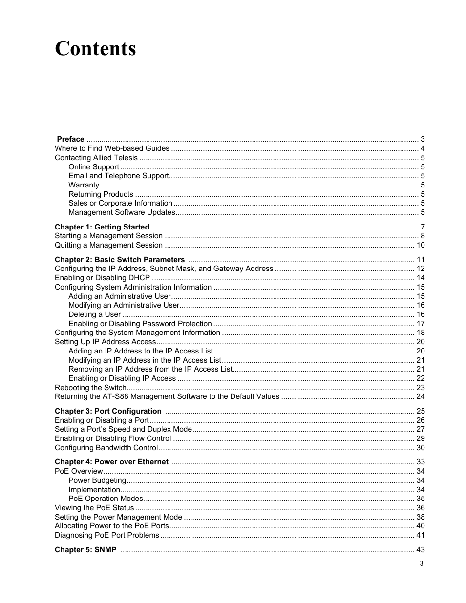 Allied Telesis AT-S88 User Manual | Page 3 / 158