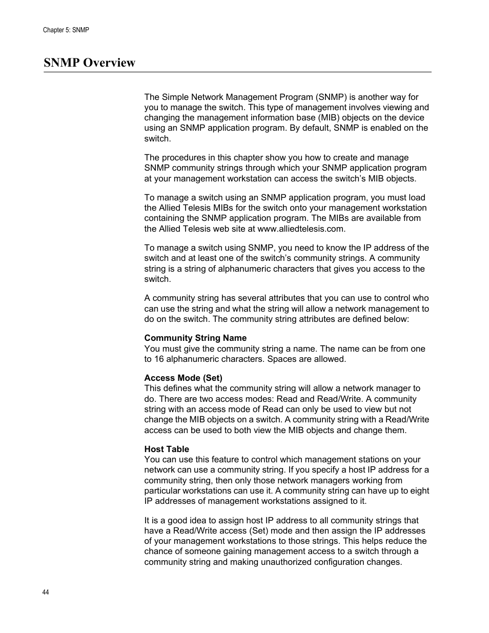 Snmp overview | Allied Telesis AT-S88 User Manual | Page 52 / 158