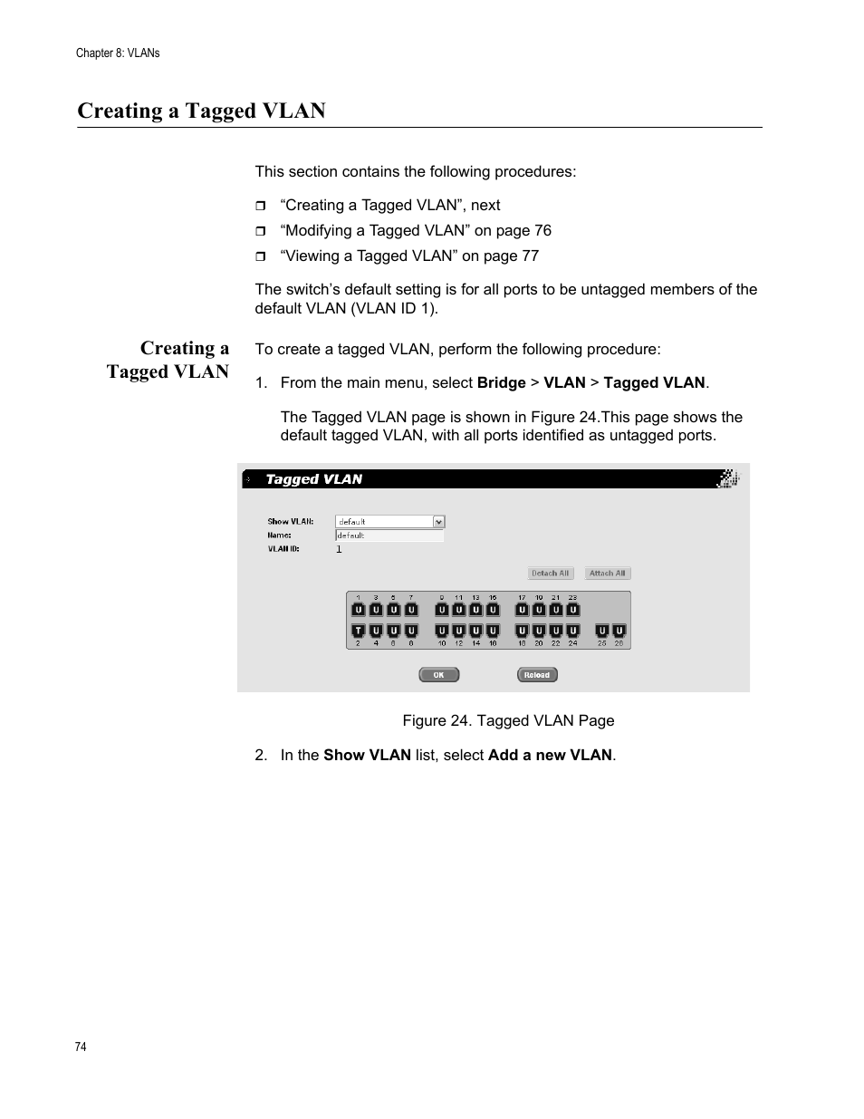 Creating a tagged vlan | Allied Telesis AT-S88 User Manual | Page 82 / 158
