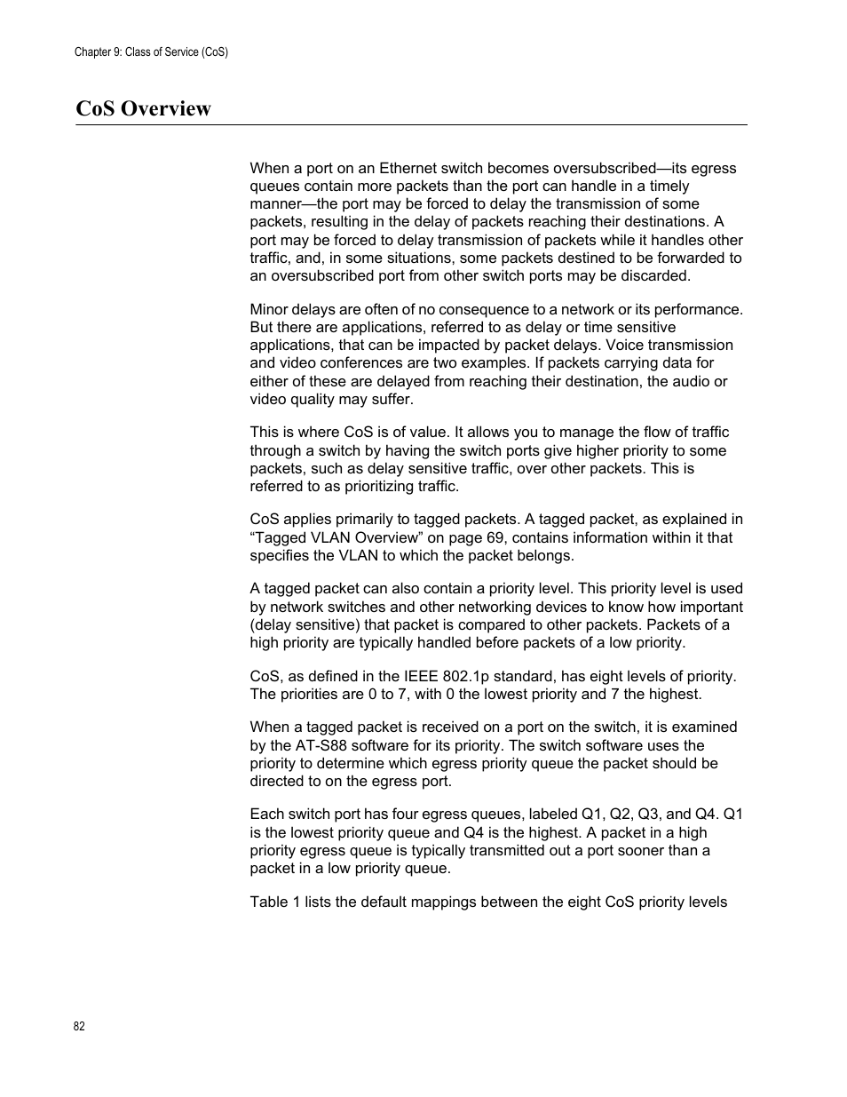 Cos overview | Allied Telesis AT-S88 User Manual | Page 90 / 158