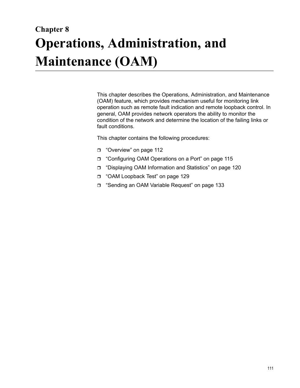 Chapter 8, Operations, administration, and maintenance (oam) | Allied Telesis AT-S70 User Manual | Page 111 / 302