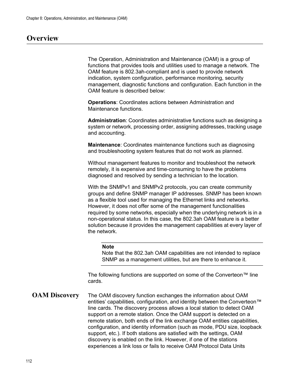 Overview, Oam discovery | Allied Telesis AT-S70 User Manual | Page 112 / 302