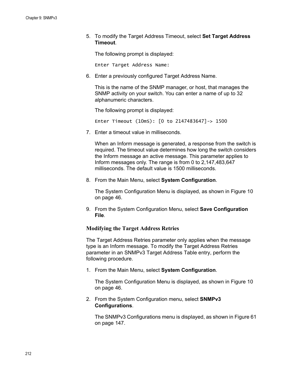 Modifying the target address retries | Allied Telesis AT-S70 User Manual | Page 212 / 302