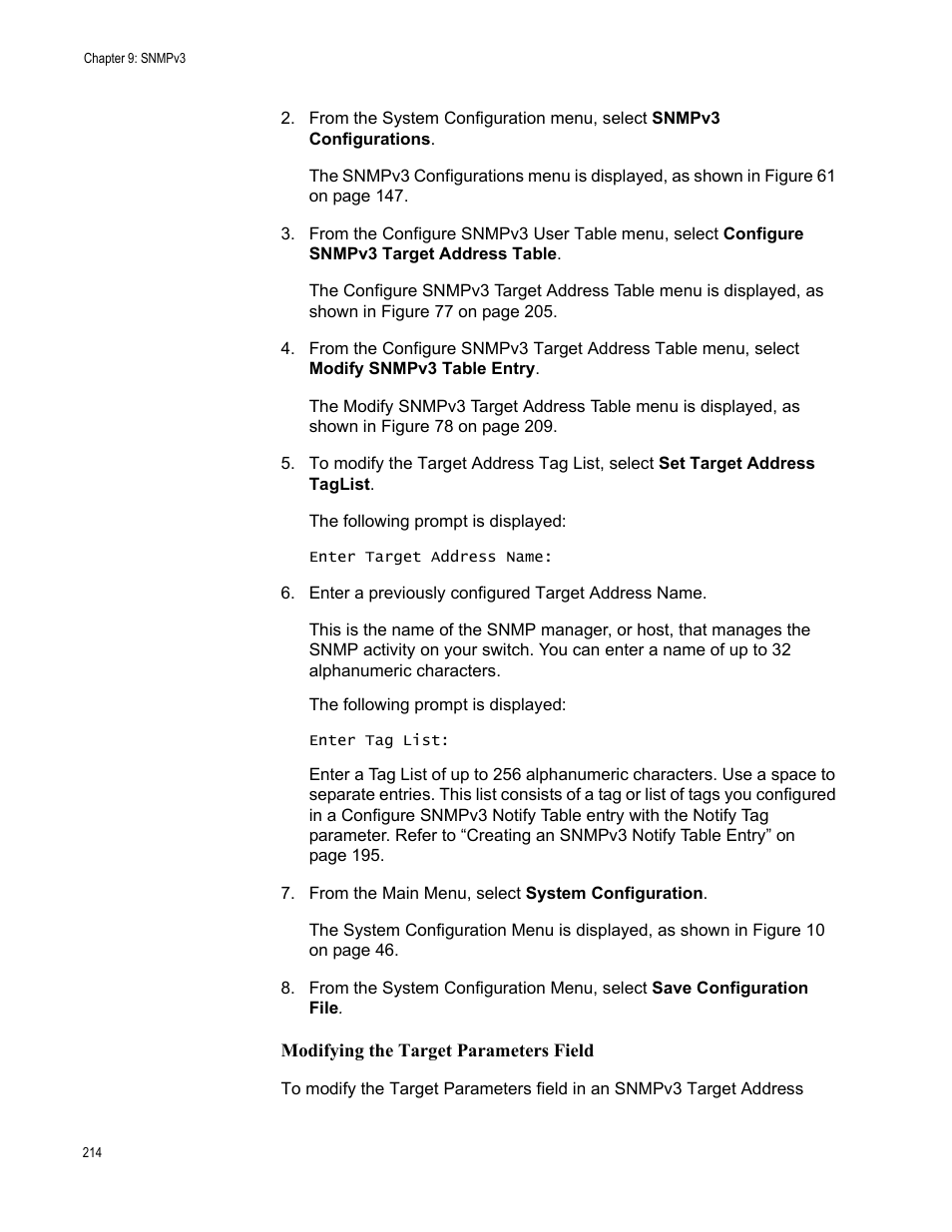 Modifying the target parameters field | Allied Telesis AT-S70 User Manual | Page 214 / 302