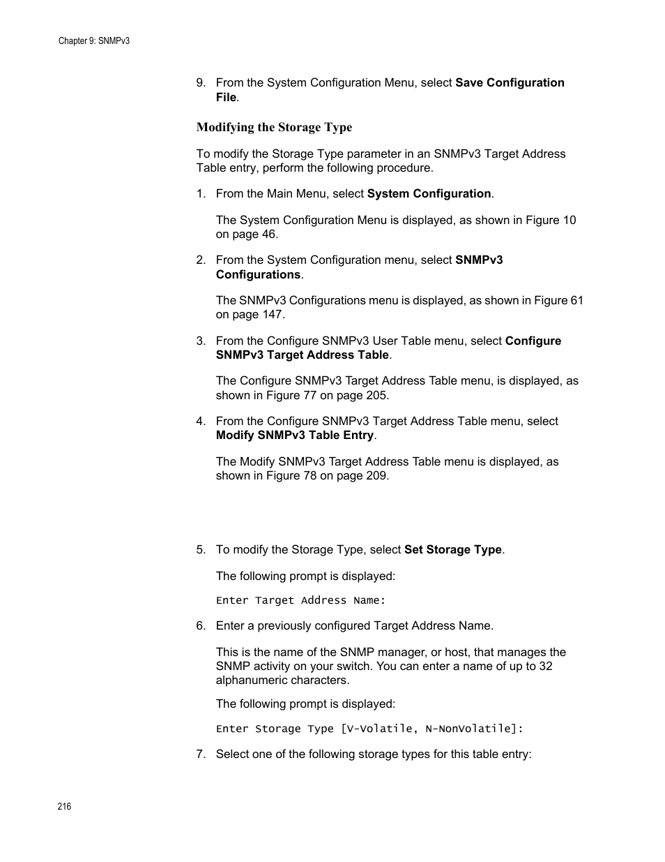 Modifying the storage type | Allied Telesis AT-S70 User Manual | Page 216 / 302