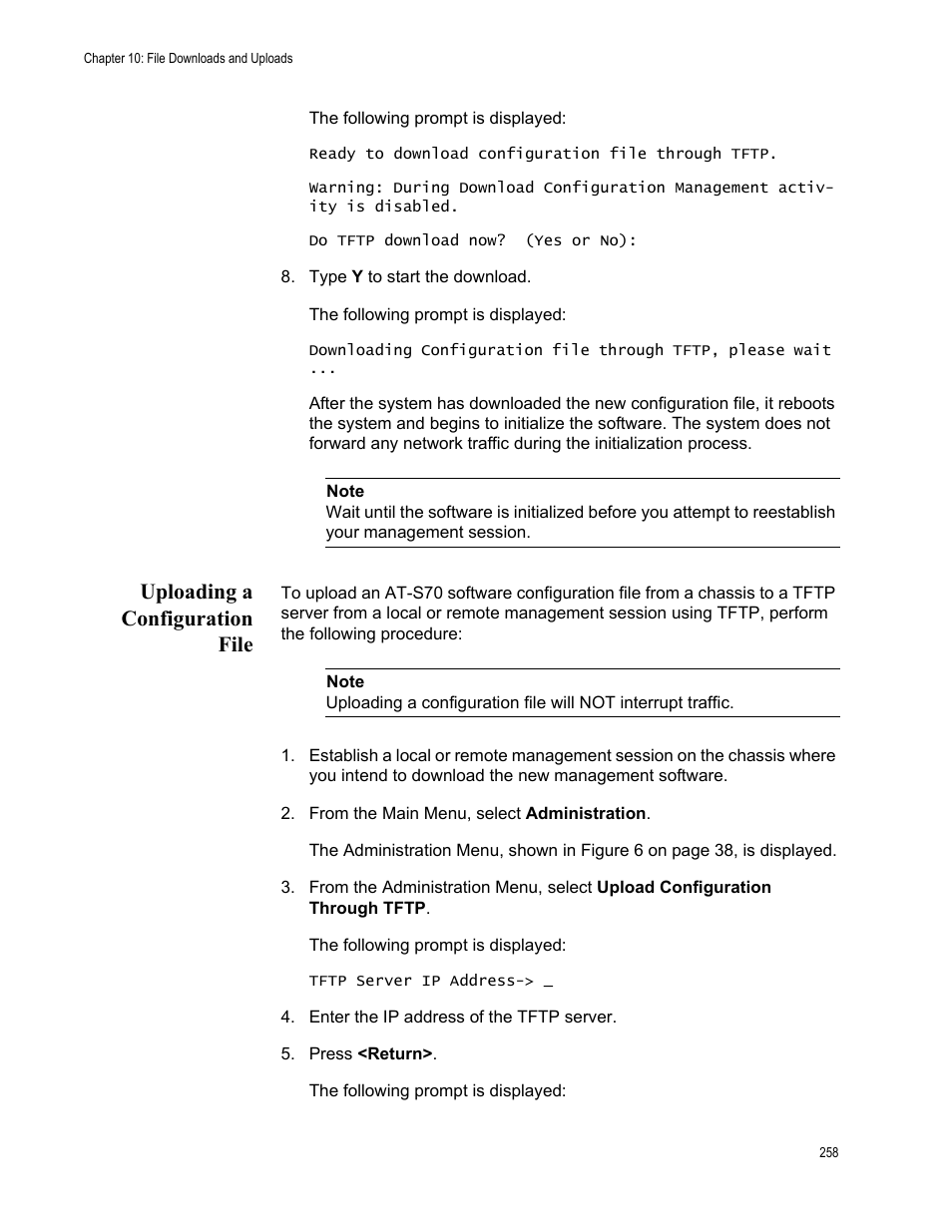 Uploading a configuration file | Allied Telesis AT-S70 User Manual | Page 258 / 302