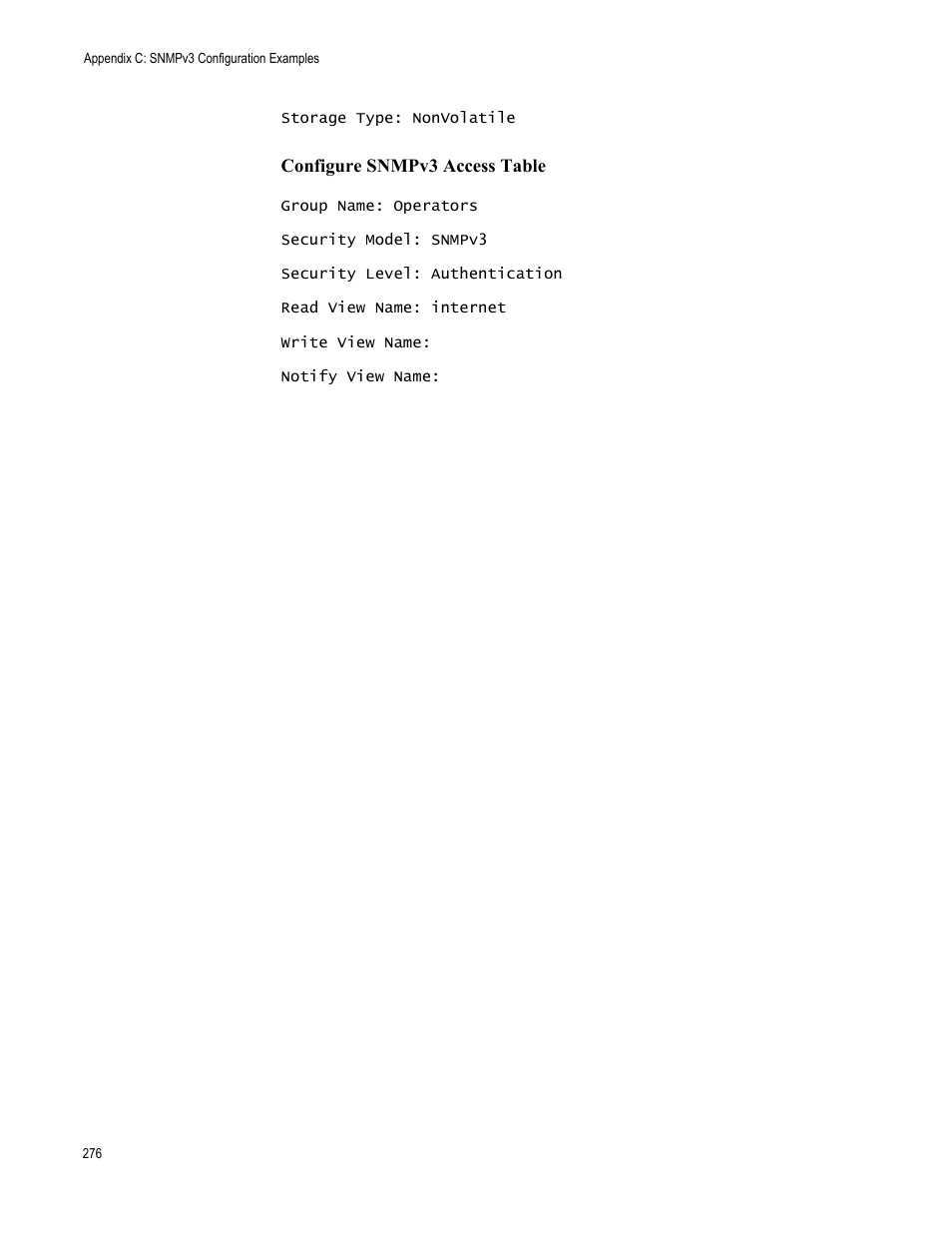 Configure snmpv3 access table | Allied Telesis AT-S70 User Manual | Page 276 / 302