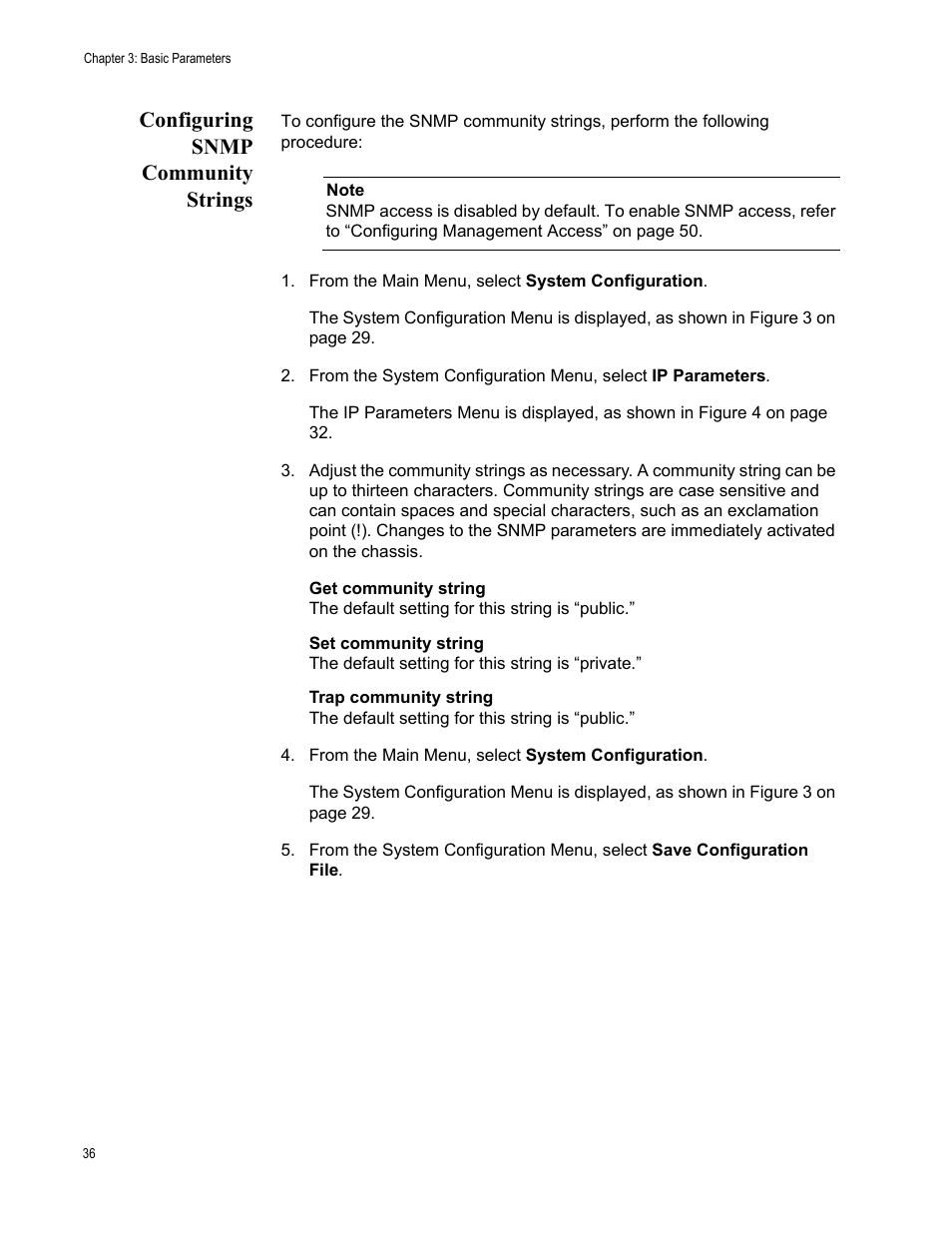 Configuring snmp community strings | Allied Telesis AT-S70 User Manual | Page 36 / 302