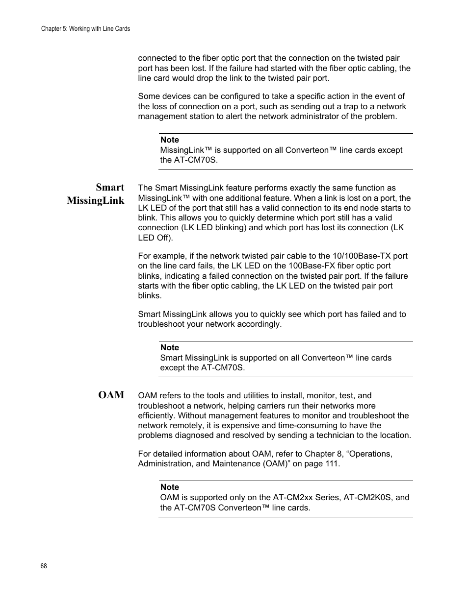 Smart missinglink, Smart missinglink oam | Allied Telesis AT-S70 User Manual | Page 68 / 302