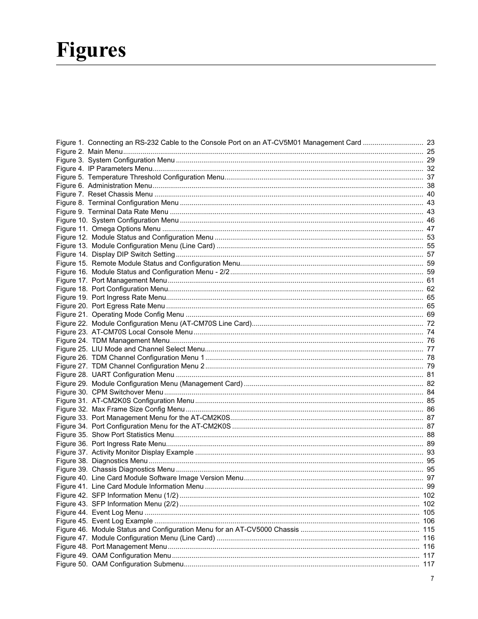 Figures | Allied Telesis AT-S70 User Manual | Page 7 / 302