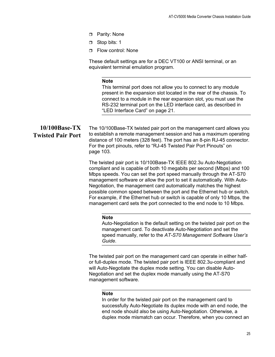 10/100base-tx twisted pair port | Allied Telesis AT-CV5000 User Manual | Page 25 / 114