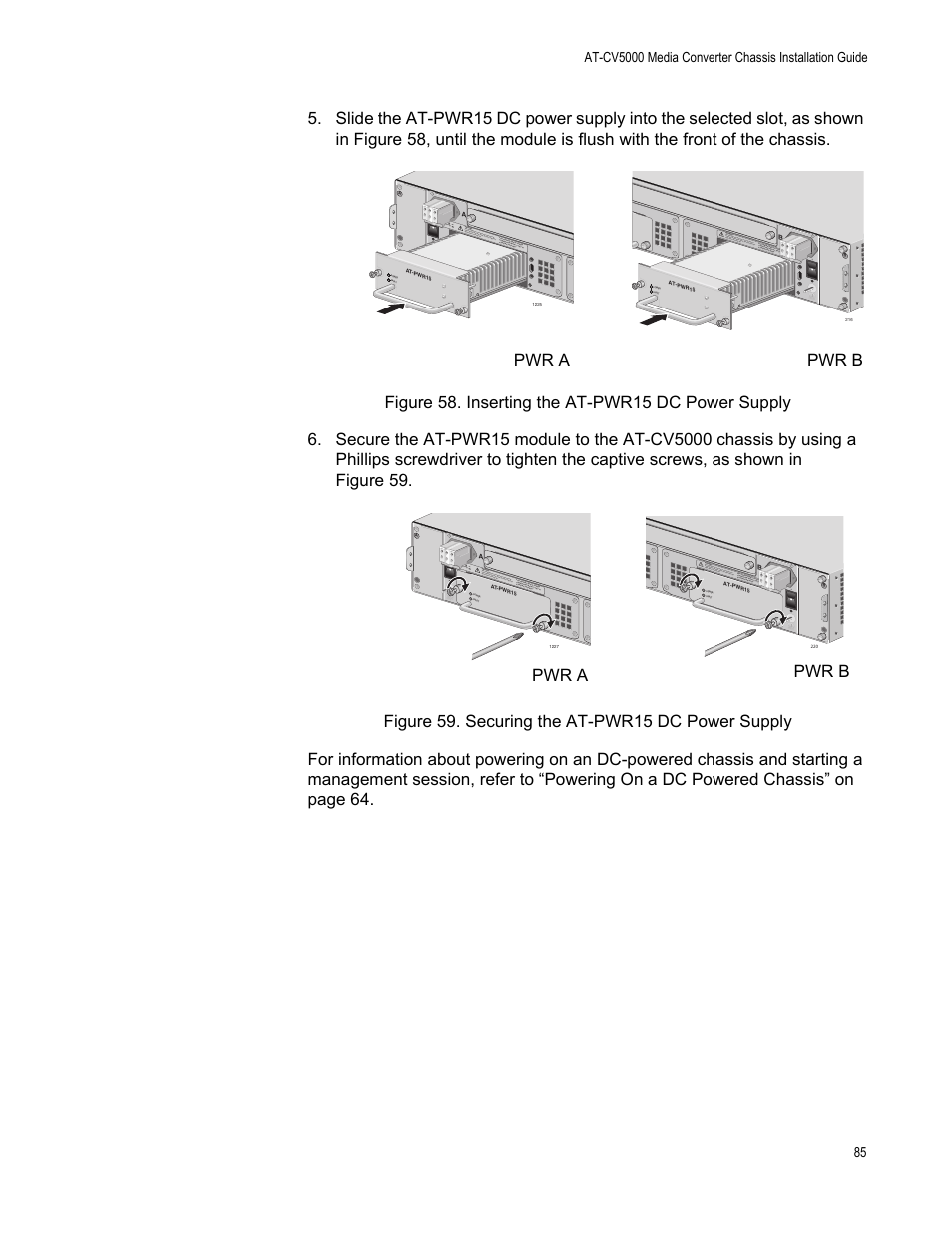 Pwr b, Pwr a | Allied Telesis AT-CV5000 User Manual | Page 85 / 114