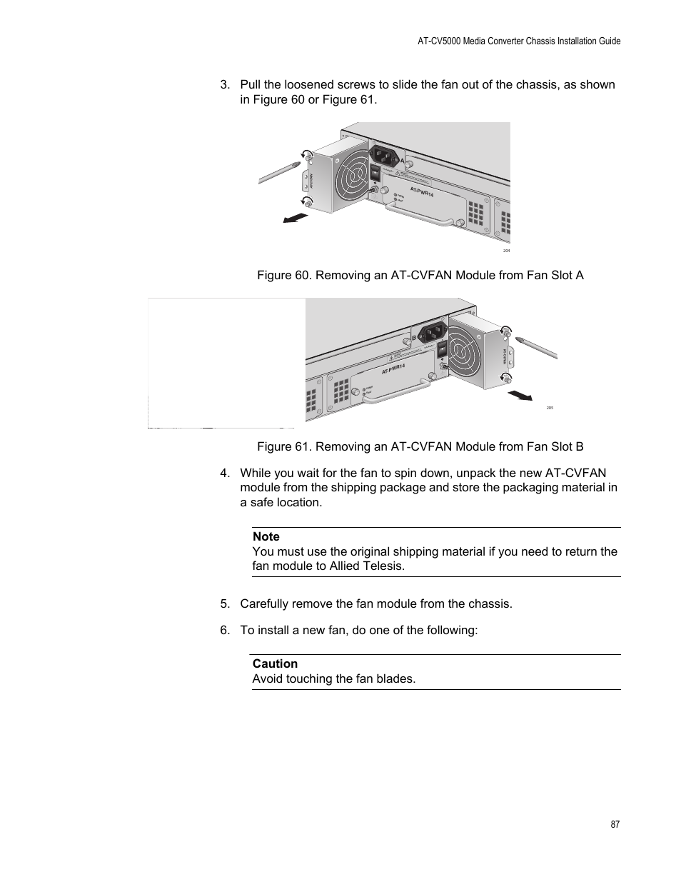 Wa rning | Allied Telesis AT-CV5000 User Manual | Page 87 / 114