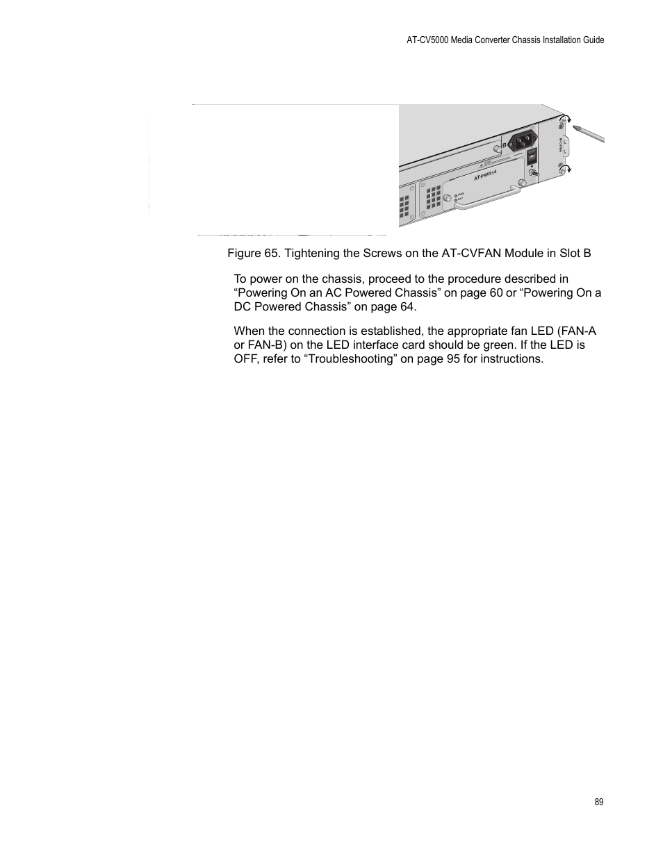 Figure 65, Wa rning | Allied Telesis AT-CV5000 User Manual | Page 89 / 114