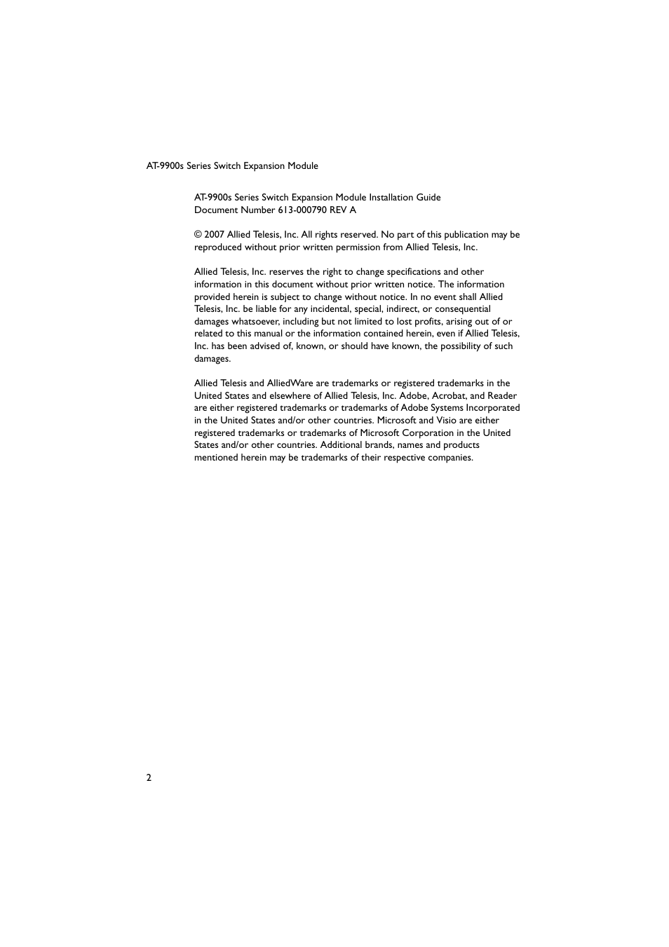 Allied Telesis AT-9900s Series Switch User Manual | Page 3 / 13