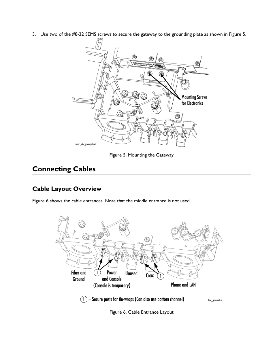 Connecting cables, Cable layout overview | Allied Telesis AT-iMG6x6MOD Electronics Unit User Manual | Page 13 / 46