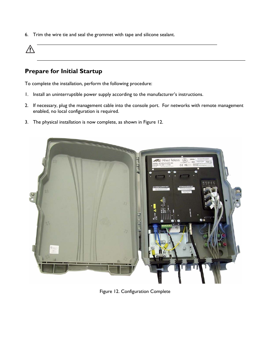 Prepare for initial startup | Allied Telesis AT-iMG6x6MOD Electronics Unit User Manual | Page 18 / 46