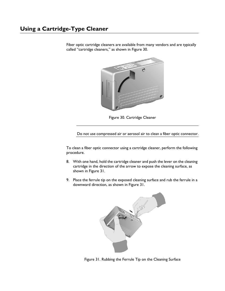 Using a cartridge-type cleaner | Allied Telesis AT-iMG6x6MOD Electronics Unit User Manual | Page 40 / 46