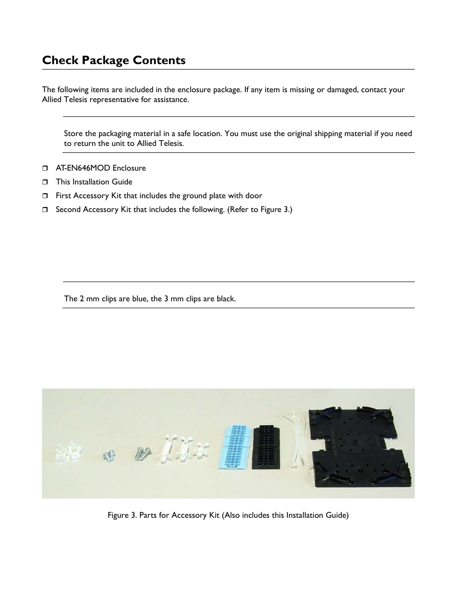 Check package contents | Allied Telesis AT-EN646MOD Enclosure User Manual | Page 10 / 32