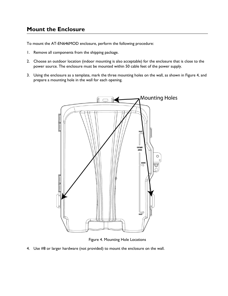 Mount the enclosure | Allied Telesis AT-EN646MOD Enclosure User Manual | Page 11 / 32