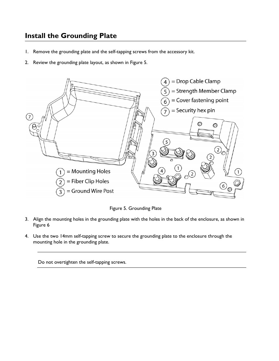 Install the grounding plate | Allied Telesis AT-EN646MOD Enclosure User Manual | Page 12 / 32